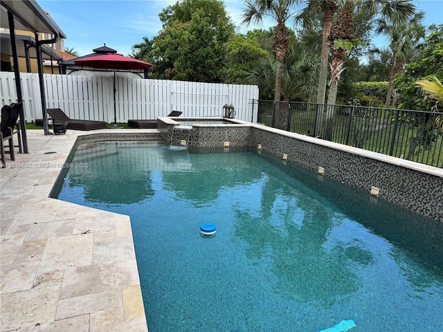3864 Aspen Leaf Dr, Boynton Beach, FL 33436 - view of pool with a fenced backyard, a patio, and a pool with connected hot tub