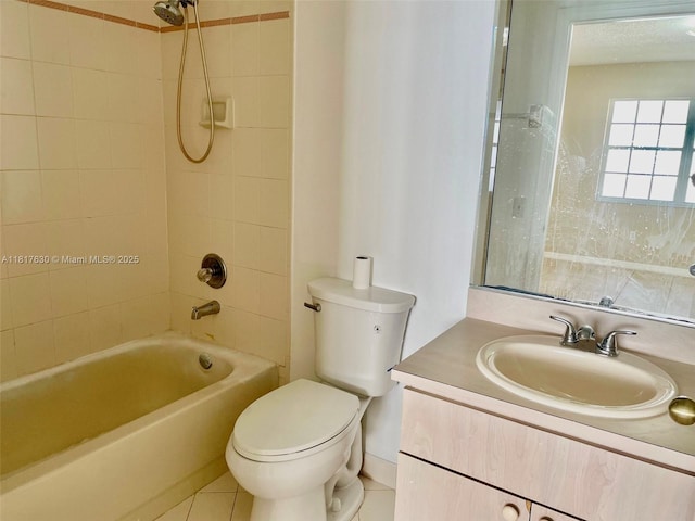 14610 SW 170th Ter, Miami, FL 33177 - bathroom featuring toilet, vanity,  shower combination, and tile patterned floors