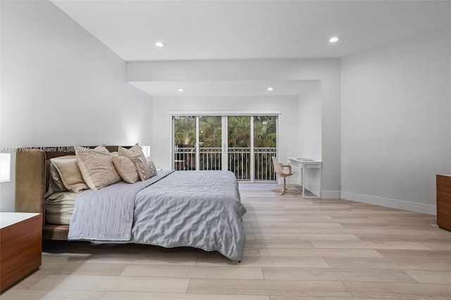 4425 NW 93rd Doral Ct, Doral, FL 33178 - bedroom with access to outside, recessed lighting, light wood-style floors, and baseboards