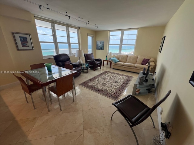 100 Lincoln Rd Unit 848, Miami Beach, FL 33139 - living area featuring track lighting and light tile patterned floors