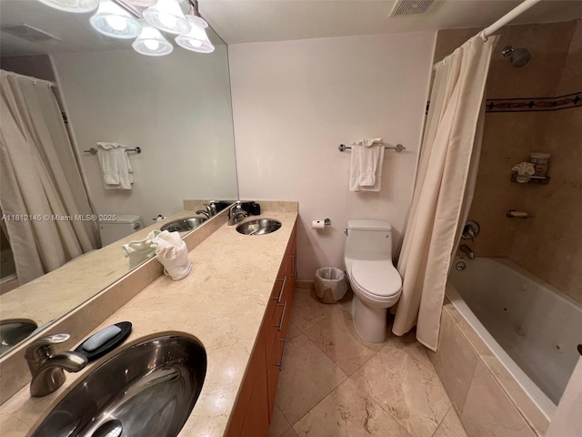 100 Lincoln Rd Unit 848, Miami Beach, FL 33139 - bathroom featuring toilet, tiled shower / bath combo, and double vanity