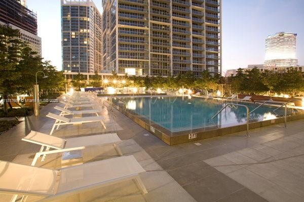 485 Brickell Ave Unit 4711, Miami, FL 33131 - community pool with a city view and a patio