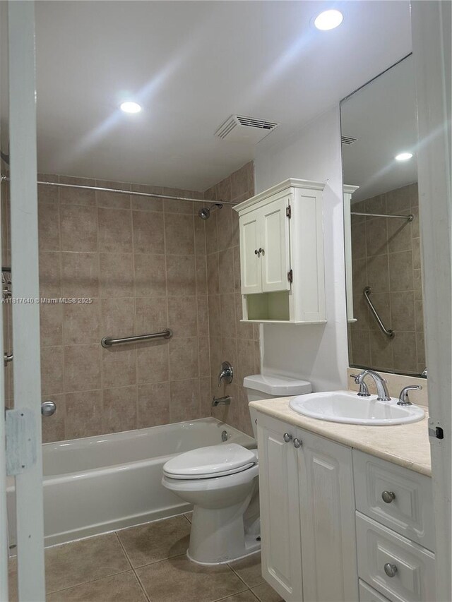 10350 W Bay Harbor Dr Unit 4F, Bay Harbor Islands, FL 33154 - bathroom featuring tile patterned flooring, bathtub / shower combination, vanity, and recessed lighting
