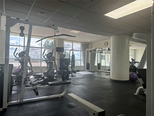 10350 W Bay Harbor Dr Unit 4F, Bay Harbor Islands, FL 33154 - workout area with a paneled ceiling
