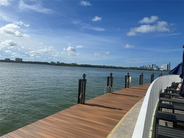 10350 W Bay Harbor Dr Unit 4F, Bay Harbor Islands, FL 33154 - dock with a water view and a skyline view