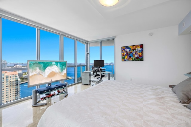 1331 Brickell Bay Dr Unit 4001, Miami, FL 33131 - bedroom with a wall of windows and a desk