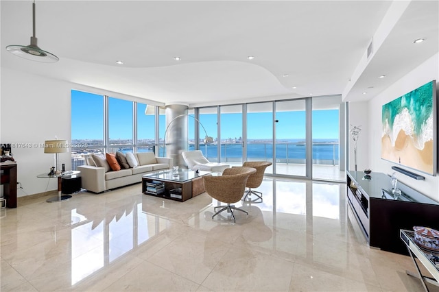 1331 Brickell Bay Dr Unit 4001, Miami, FL 33131 - living room featuring expansive windows and recessed lighting