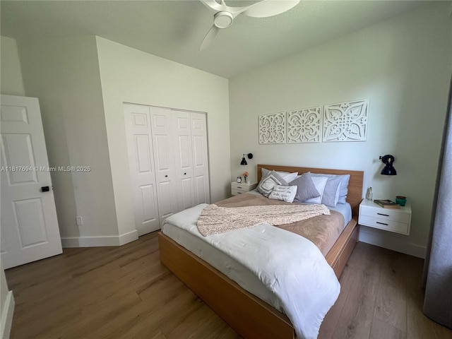 7714 NW 70th Way, Parkland, FL 33067 - bedroom featuring wood finished floors, a closet, and a ceiling fan