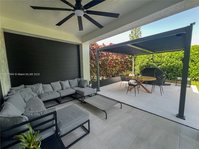 7714 NW 70th Way, Parkland, FL 33067 - view of patio / terrace with outdoor lounge area, ceiling fan, outdoor dining space, and grilling area