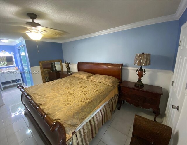 6200 NW 44th St Unit 115, Lauderhill, FL 33319 - tiled bedroom with ornamental molding and ceiling fan