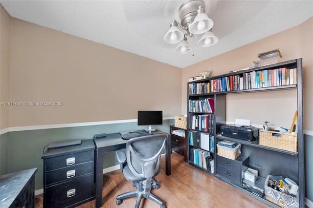 13344 NW 7th St, Plantation, FL 33325 - office area with a chandelier, wood finished floors, and baseboards