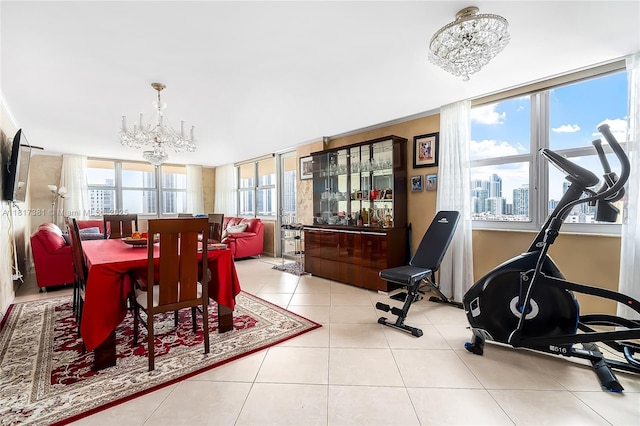 250 174th St Unit 1704, Sunny Isles Beach, FL 33160 - dining space with a chandelier and tile patterned floors