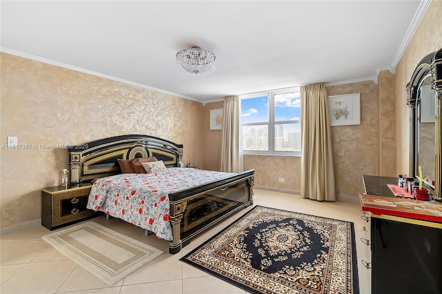 250 174th St Unit 1704, Sunny Isles Beach, FL 33160 - tiled bedroom featuring ornamental molding