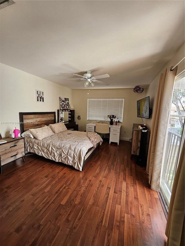 10270 NW 46th St, Doral, FL 33178 - bedroom featuring wood finished floors, a ceiling fan, and access to outside