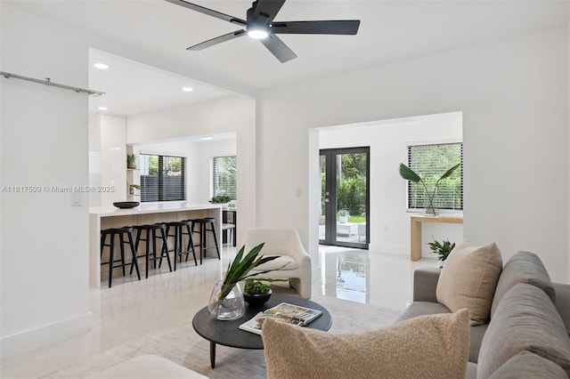 326 SW 20th Rd, Miami, FL 33129 - living area featuring recessed lighting and a ceiling fan