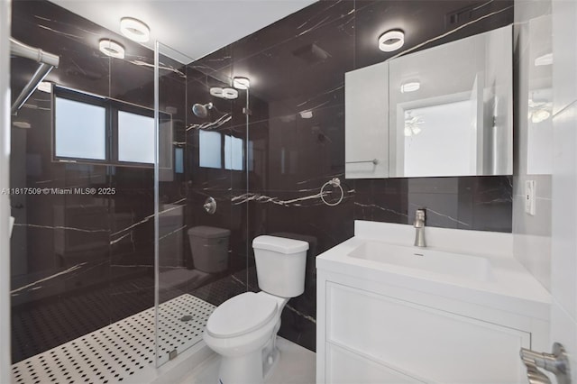 326 SW 20th Rd, Miami, FL 33129 - full bath featuring a stall shower, vanity, and tile walls