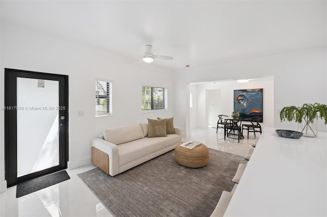 326 SW 20th Rd, Miami, FL 33129 - living room with tile patterned floors and ceiling fan