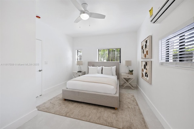 326 SW 20th Rd, Miami, FL 33129 - bedroom featuring multiple windows, an AC wall unit, and a ceiling fan