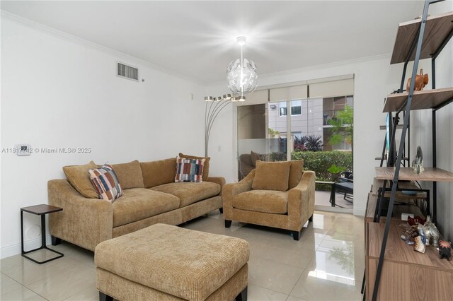17125 N Bay Rd Unit 3104, Sunny Isles Beach, FL 33160 - living area featuring ornamental molding and light tile patterned flooring