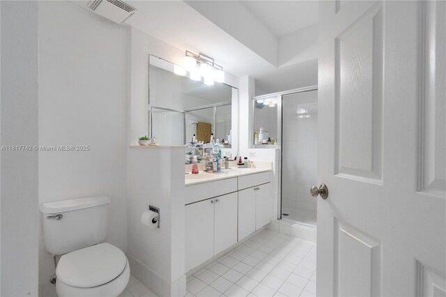 17125 N Bay Rd Unit 3104, Sunny Isles Beach, FL 33160 - full bath with vanity, a stall shower, toilet, and tile patterned flooring