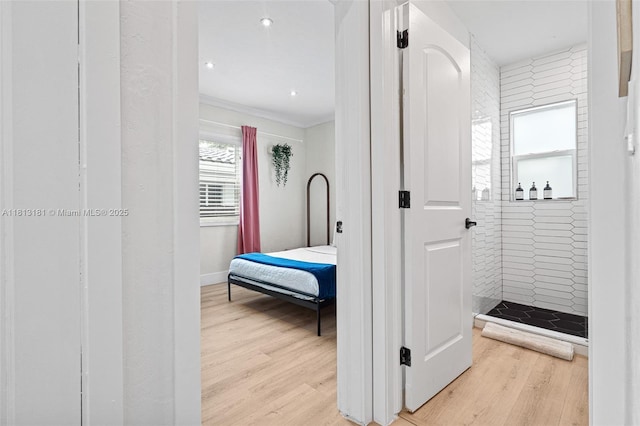 1636 Arthur St, Hollywood, FL 33020 - hall featuring light wood-style floors, crown molding, and baseboards