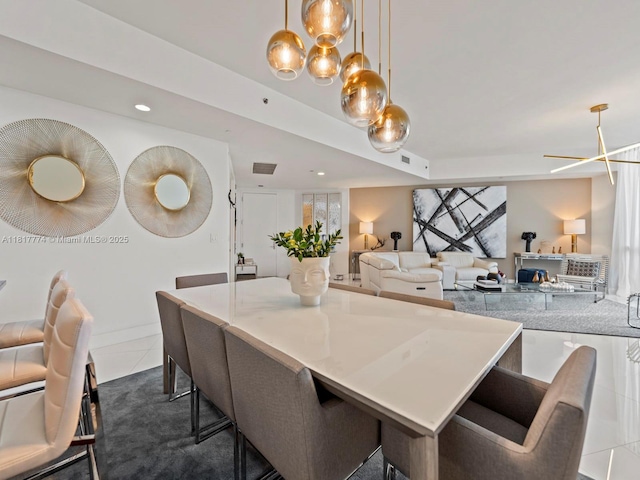 15901 Collins Ave Unit 403, Sunny Isles Beach, FL 33160 - dining space with dark tile patterned flooring and recessed lighting