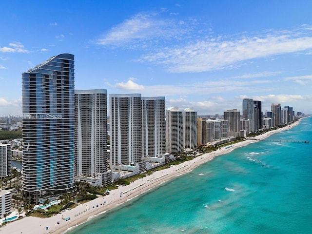 15901 Collins Ave Unit 403, Sunny Isles Beach, FL 33160 - aerial view of waterfront with a beach and city skyline