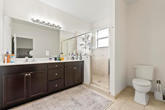 232 SE 33rd Ter, Homestead, FL 33033 - full bath featuring double vanity, a shower stall, tile patterned flooring, toilet, and baseboards