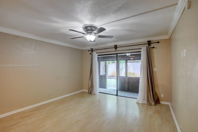 10 Seville Cir Unit 6-54, Davie, FL 33324 - empty room featuring light wood-style floors, ceiling fan, baseboards, and ornamental molding