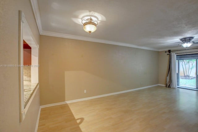 10 Seville Cir Unit 6-54, Davie, FL 33324 - spare room featuring light wood finished floors, ornamental molding, baseboards, and ceiling fan