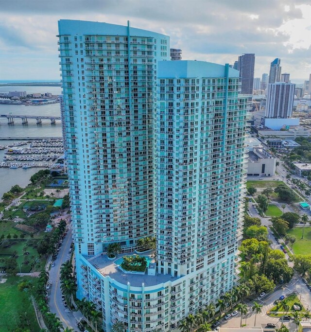 1900 N Bayshore Dr Unit 3909, Miami, FL 33132 - view of building exterior with a water view and a city view