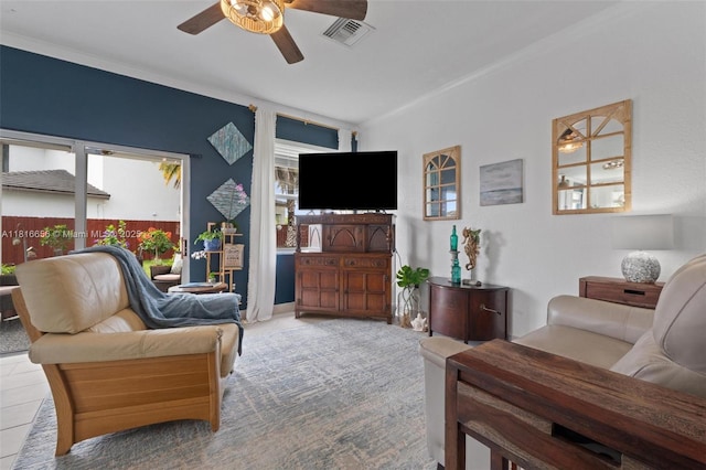 402 SE 30th Ter, Homestead, FL 33033 - living room with a ceiling fan, healthy amount of natural light, and ornamental molding