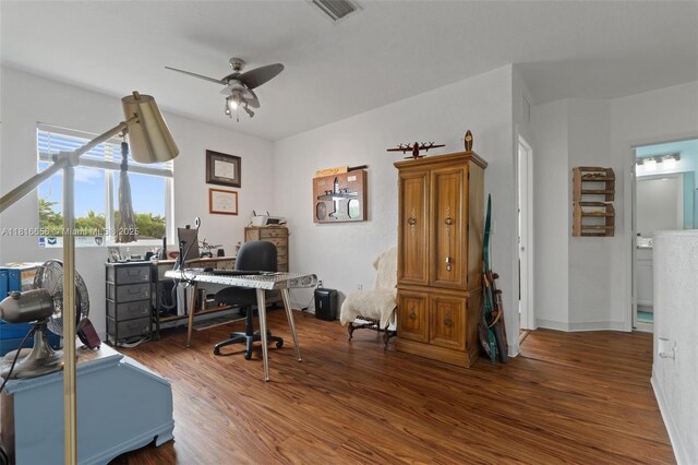 402 SE 30th Ter, Homestead, FL 33033 - office with a ceiling fan and wood finished floors