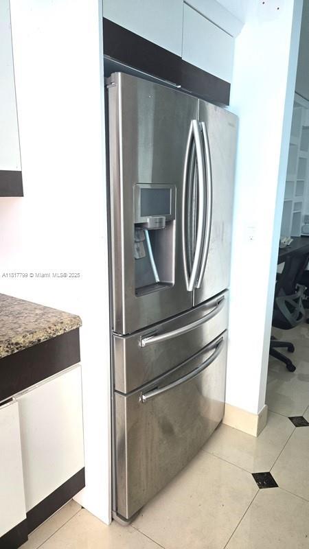 18051 Biscayne Blvd Unit 1501, Aventura, FL 33160 - kitchen view of stainless steel fridge with ice dispenser