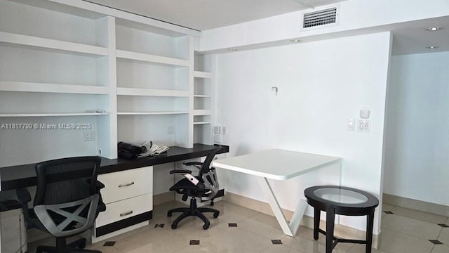18051 Biscayne Blvd Unit 1501, Aventura, FL 33160 - home office with built in study area and light tile patterned floors