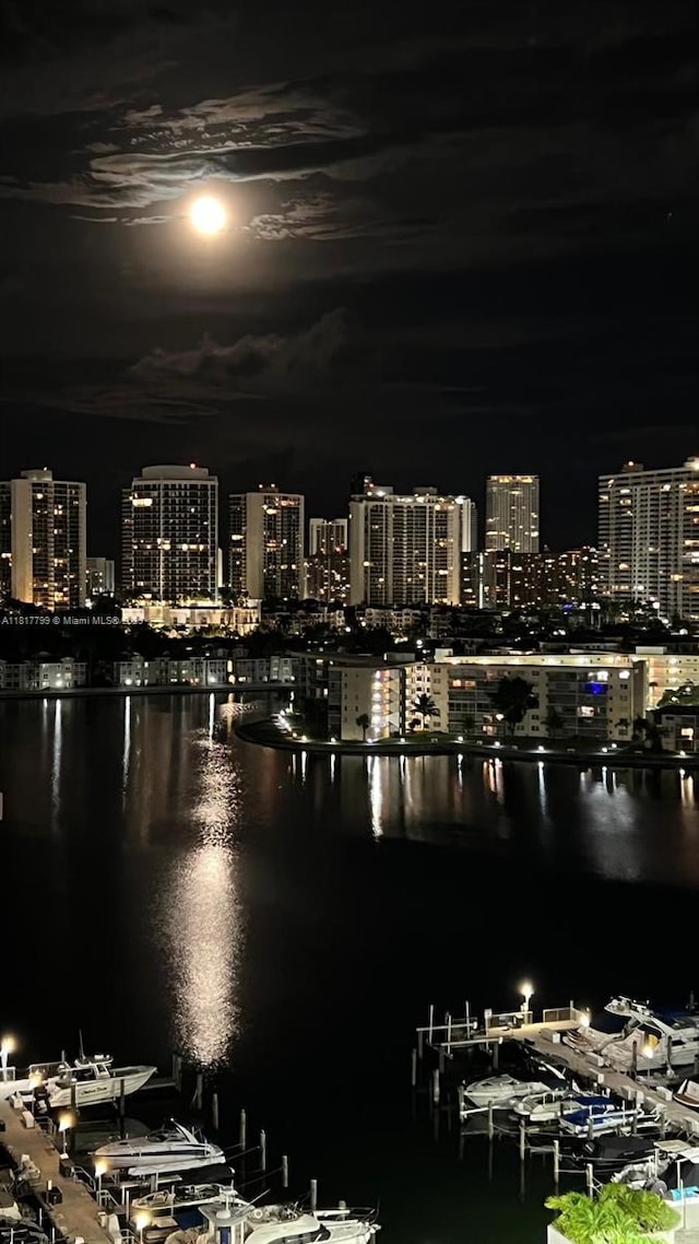 18051 Biscayne Blvd Unit 1501, Aventura, FL 33160 - city view featuring a large body of water and a view of city lights