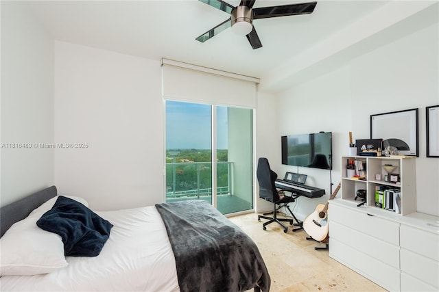 2525 SW 3rd Ave Unit 711, Miami, FL 33129 - bedroom featuring access to outside and a ceiling fan