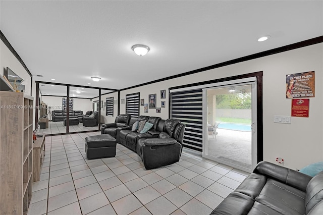 30930 SW 190th Ave, Homestead, FL 33030 - living room featuring crown molding, light tile patterned floors, and recessed lighting