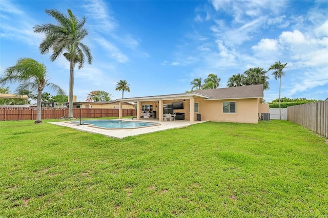 30930 SW 190th Ave, Homestead, FL 33030 - back of property featuring stucco siding, central AC unit, a patio, and a ceiling fan