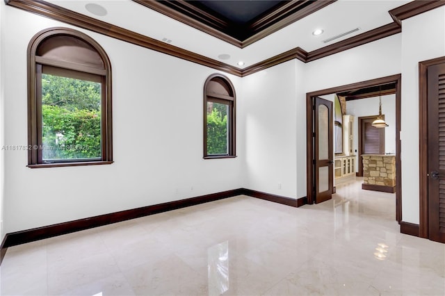 9801 SW 60th Ct, Pinecrest, FL 33156 - spare room featuring crown molding, baseboards, and recessed lighting