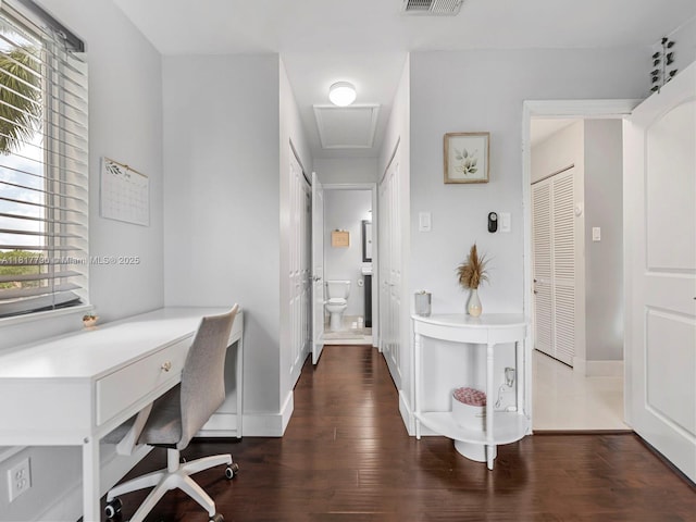 10421 SW 157th Pl Unit 301, Miami, FL 33196 - office area featuring dark wood-style floors and baseboards