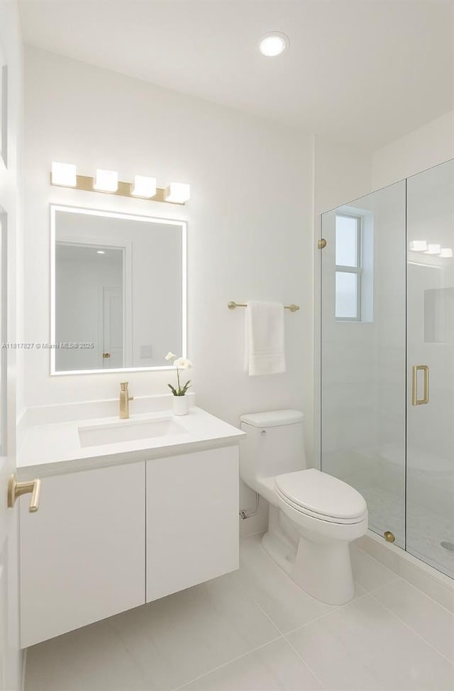 7020 Demedici Cir, Delray Beach, FL 33446 - full bath with vanity, tile patterned floors, and a shower stall