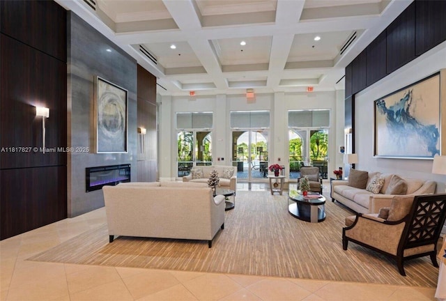 7020 Demedici Cir, Delray Beach, FL 33446 - community lobby with a towering ceiling, coffered ceiling, beam ceiling, and recessed lighting
