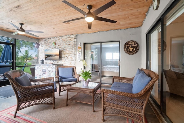 13317 NW 8th Ct, Sunrise, FL 33325 - sunroom / solarium featuring ceiling fan, plenty of natural light, and an outdoor living space