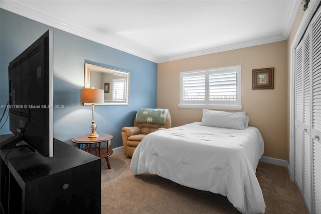 13317 NW 8th Ct, Sunrise, FL 33325 - carpeted bedroom featuring ornamental molding, a closet, and baseboards
