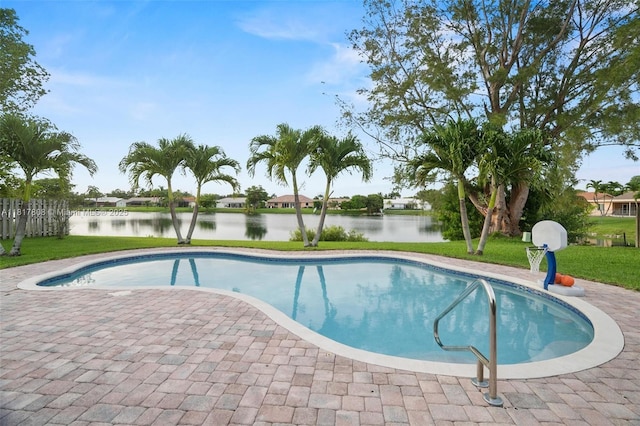 13317 NW 8th Ct, Sunrise, FL 33325 - swimming pool featuring a water view, a yard, and a patio area
