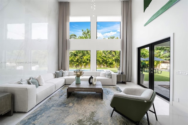 3461 SW 145th Ave, Miramar, FL 33027 - living room with a towering ceiling and french doors