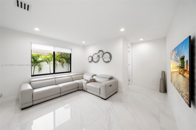 3461 SW 145th Ave, Miramar, FL 33027 - living area with light marble finish floors, baseboards, and recessed lighting