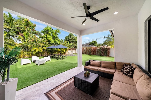 3461 SW 145th Ave, Miramar, FL 33027 - view of patio with an outdoor living space and a ceiling fan