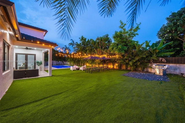 3461 SW 145th Ave, Miramar, FL 33027 - view of yard with french doors, a patio, and ceiling fan